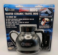 Heated Travel Mug – Stainless Steel Ceramic Electro-Mug 12-Volt DC – VEC214 NEW