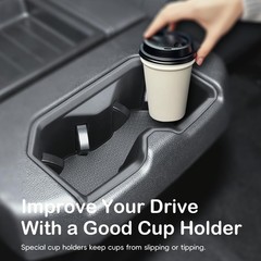 Auovo Cup Holder Insert for 2024-2025 2026 rear armrest cup holder, Black