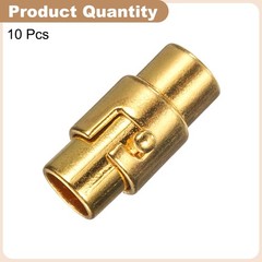 10pcs Leather Rope Terminal Beads 6mm Magnetized Hole, Gold