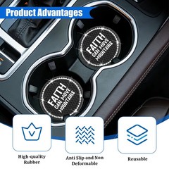 Zpana Bling Car Cup Holder Coaster, 4PCS 2.75 Inch Crystal Rhinestone Black