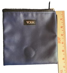 TUMI For Delta Faux Leather Navy Leather Travel Pouch Bag Cosmetic Case Zip