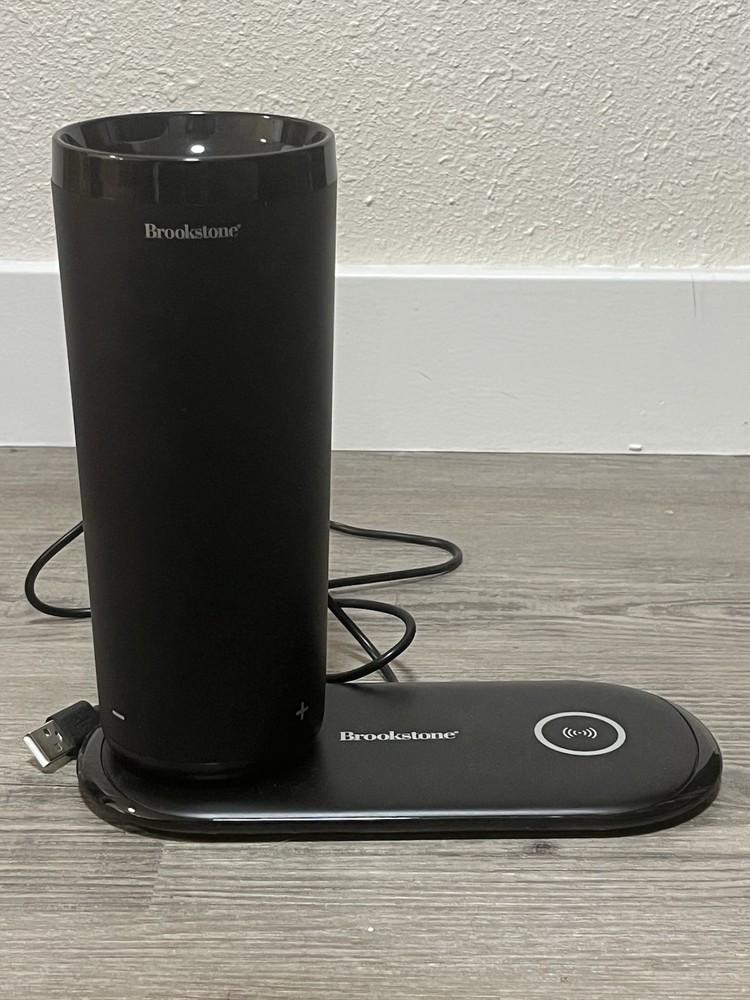 Brookstone Smart Self Heating Travel Mug + Wireless Charger