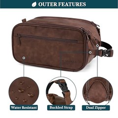 Toiletry Bag for Men, Hanging Travel Dopp Kit Large (10.5×5.5×6) Dark Brown