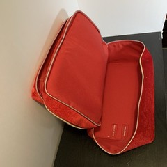 Estee Lauder Red Velvet Bow Cosmetic Bag Double Zip Travel Makeup Case Storage