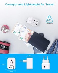 European Travel Plug Adapter HANYCONY 2 Outlets 3 USB C Ports