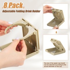 Tioncy 8 Pack Adjustable Cup Holder with about 9.5 x 10 x 2.5 cm, Beige