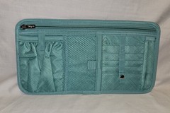 Thirty-One Made in the Shade Car Visor Organizer Aqua Crosshatch