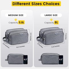 Travel Toiletry Bag – Water Resistant Travel Bag for Toiletries, Medium Grey