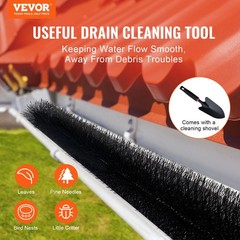 Gutter Brush, 60 Feet Total Length 5.25 inch Diameter Gutter Cleaning Tools, Gro