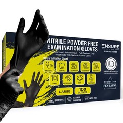 Ensure Black Nitrile Gloves – 7 Mil Heavy-Duty Disposable Large,