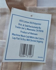 One (1) Trader Joe&rsquo;s Striped Mini Canvas Tote Bag – Light Brown