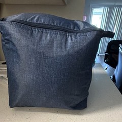 Blue/Gray Zippered Fabric Travel Pouch Bag with Handle, Zip Travel Case