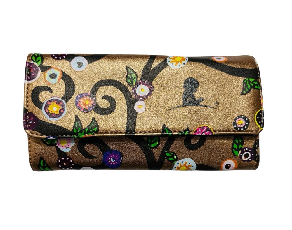 St Jude Rose Metallic Gold Trifold Travel Jewelry Case Pouch Flower Vine 4&Prime;X8&Prime;