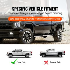 6&Prime; Running Boards Nerf Bars For 2019-2023 Silverado Sierra 1500 Crew Cab