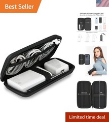 Sleek Black Travel Charger Organizer with Waterproof Pouch & Tangle-Free Design