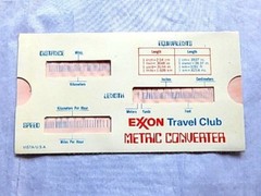 Vintage US Motor Exxon Travel Club Metric Converter Speed Distance Length Weight