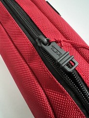 Tumi Red Black Travel Accessory Zipper Small Cord Pouch Bag