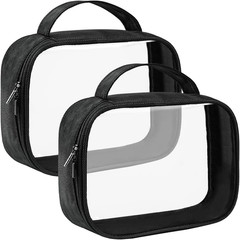 2 Pack TSA Approved Clear Toiletry Bags with Handle Quart Size Travel Pouches
