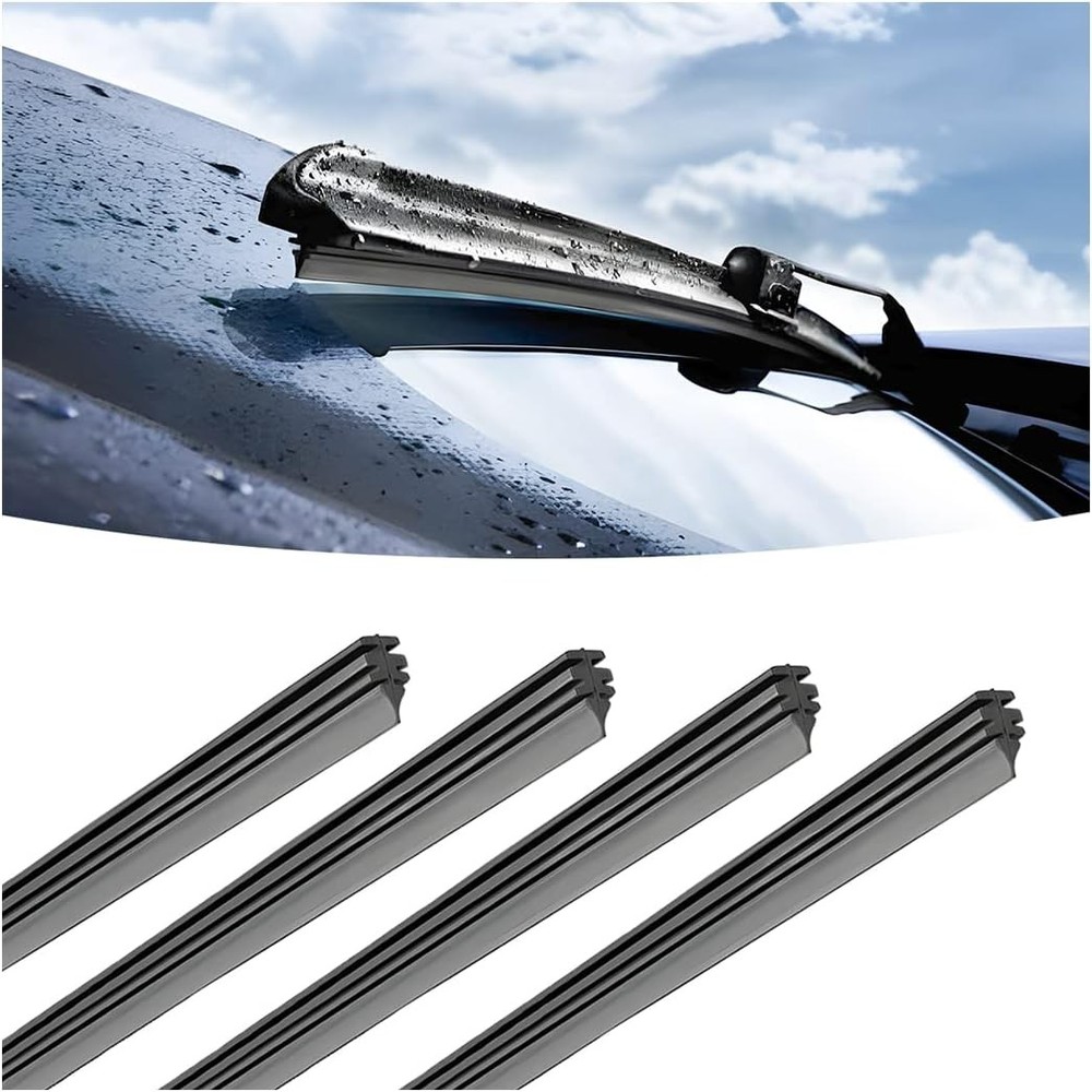 4 Pieces Car Wiper Blade Replacement Strip, 32&Prime; Rubber Frameless Windshield Wipe