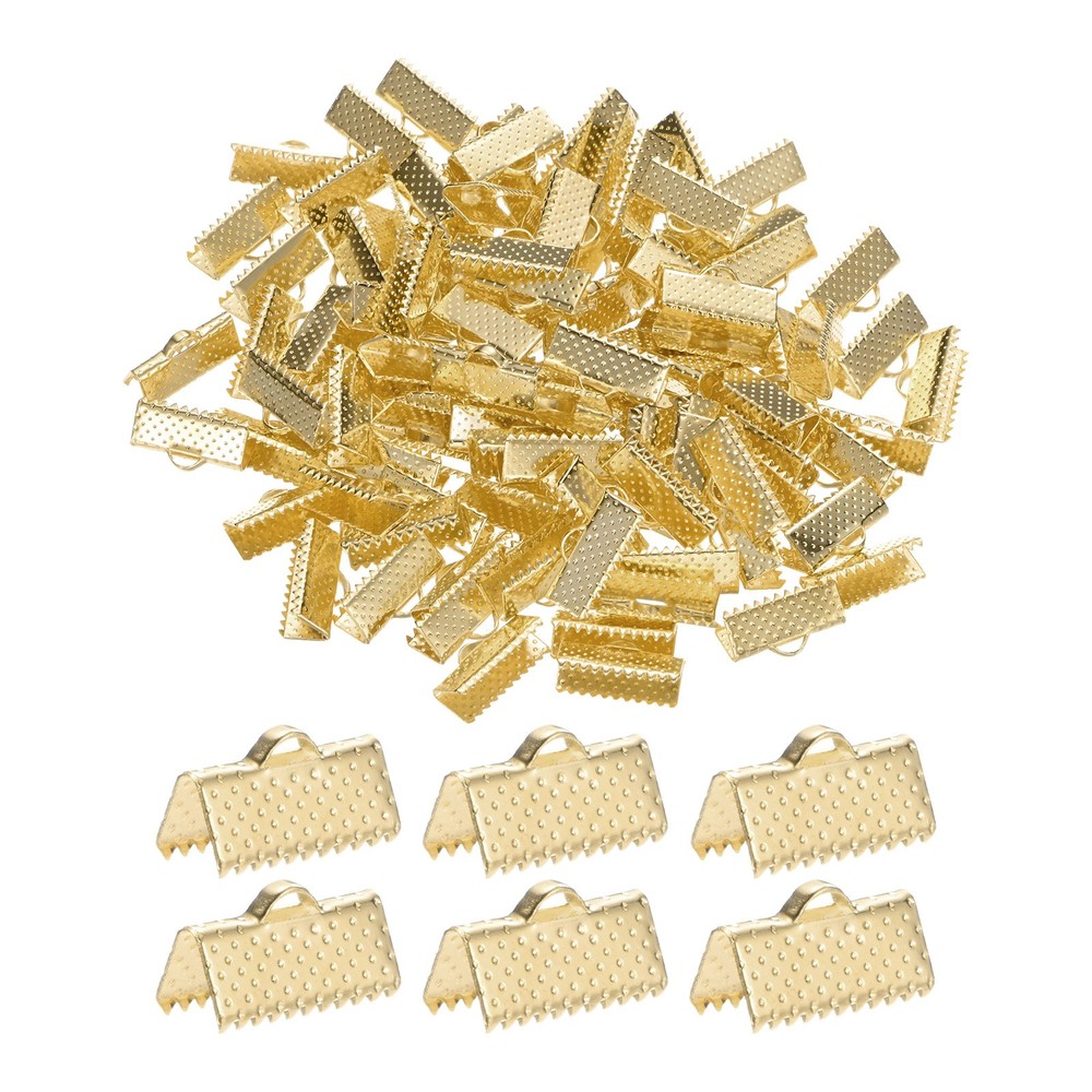 280Pcs 16mm ribbon ends with dot clip for DIY, for KC-Gold