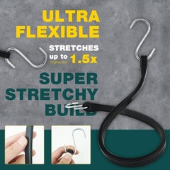 21in Bungee Cords 50 Pack Heavy Duty Rubber Tarp Straps S Hooks Cargo Secure