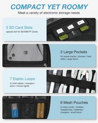 Electronics Travel Organizer Nylon Compact Storage Bag for Cables Phone