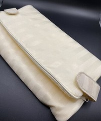 Vtg Parfum International Pale Yellow Damask Satin 4 Zip Pocket Travel Organizer