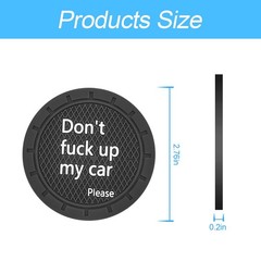 8sanlione Cup Holder Coasters, 2.75 Inch Non-Slip 2.76×0.2in, D Black/2PCS