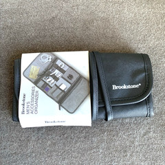 Brookstone Men&rsquo;s Travel Accessories Organizer Compact Pouch Black Faux Leather