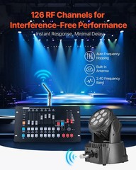 DMX Wireless Receiver, 3 Receivers & 1 Transmitter, 2.4G ISM Band, 656 ft Transm