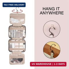 BAGSMART Hanging Toiletry Bag Travel Cosmetic Organizer Water Resistant Pink