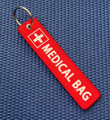 Medical Bag Tag (Fabric, Embroiled, Double Sided) for Medicine Travel Cooler