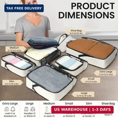 BAGAIL 4 Set/6 Set/8 Set Compression Packing Cubes Travel Accessories Expandable