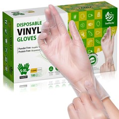 SWIFTLITE Disposable Vinyl Gloves, Food Safe, Latex-Free Large, Clear