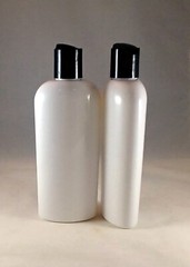 Lot 6 White PET 8 oz Cosmo Oval Plastic Bottles w Disc Top Dispensing Caps