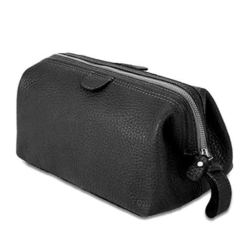 Premium Buffalo Leather Toiletry Bag for Men & Women With Water Black