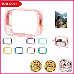 Compact TSA-Approved Waterproof Clear Travel Toiletry Bag in Pink