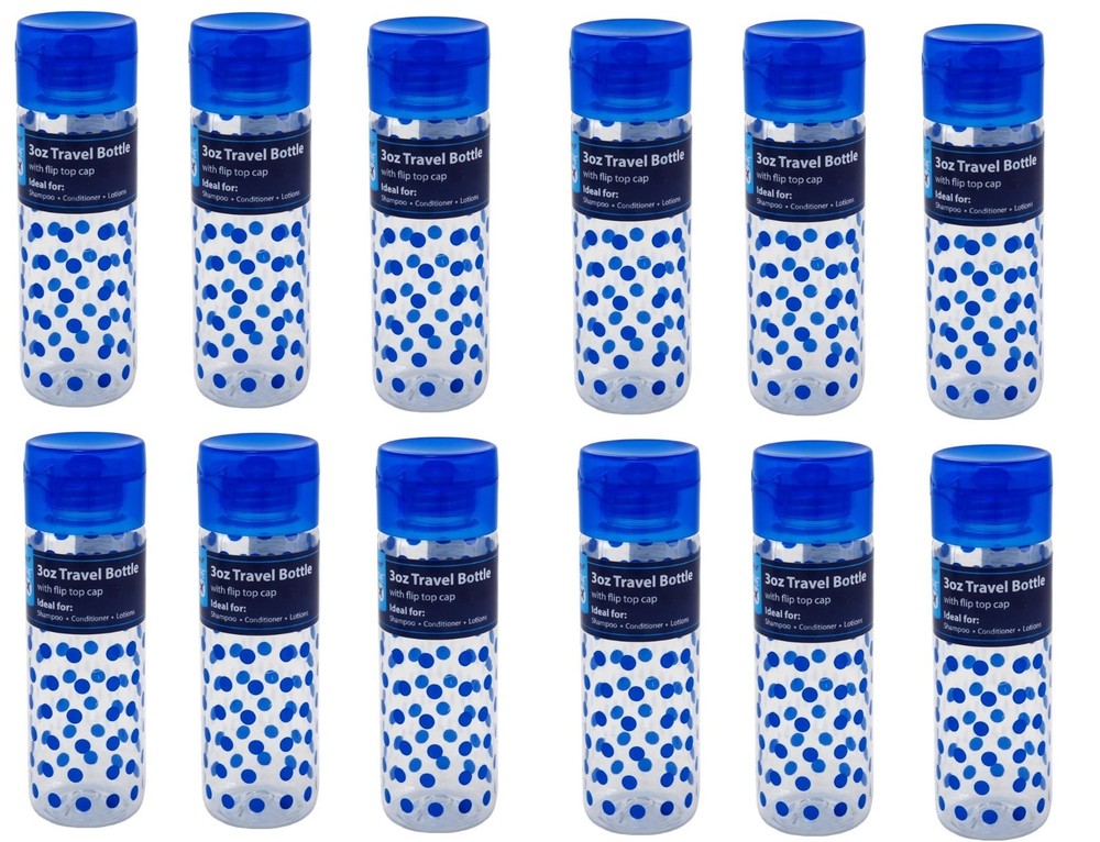BL Sprayco Travel Bottle 3oz Cylinder W/Flip Top Asst X 12 Pieces
