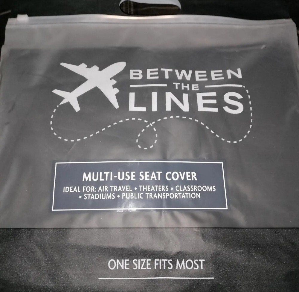 New Between The Lines Multi-Use Seat Cover For Air Travel, Theaters, Etc. Black