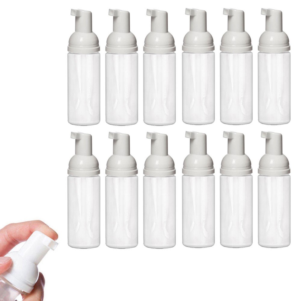 12 White Empty Foam Pump Bottles Plastic Mini Soap Dispenser 17Oz