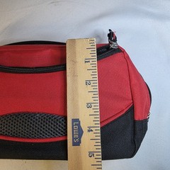 Red/Black Zipper Travel Bathroom Bag Polyester Rectangular 10.5&Prime; ,AE #10-1014
