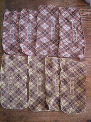 VTG 1980s? PLAID Knit Shoe Cover Bags/Mittens For Storage/Travel 4 Pairs