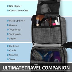 Hanging Travel Toiletry Bag, Compact Travel Organizer | Water-resistant nylon…