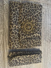 Cheetah Print Travel Accessories Pouch Foldable, 2 Piece Set, Tri-Fold Organizer