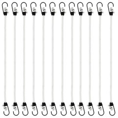 HARSKIYER 18 Inch Small Bungee Cords 18 Inch, White Rope, Black Hook,