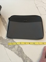 TUMI for Delta Gray Black Zip Toiletry Cosmetic Travel Makeup Bag Blue Dot 8×6