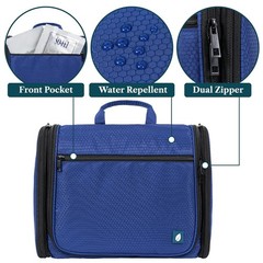 Large Hanging Toiletry Bag 10 Compartments Travel Shaving Organizer Blue