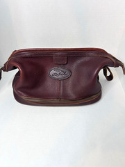 Bob Timberlake Brown Leather Zip Travel Toiletry Bag Dopp Kit w/ Handle