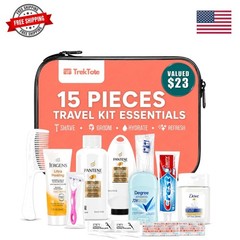 15 Piece Set Women’s Travel & Hygiene Kit with Clear Toiletry Bag, Personal C…