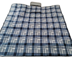 NEW Foldable / Travel Large 48&Prime; x 50&Prime; Flat Flannel Mat Blue Plaid Multi-Use